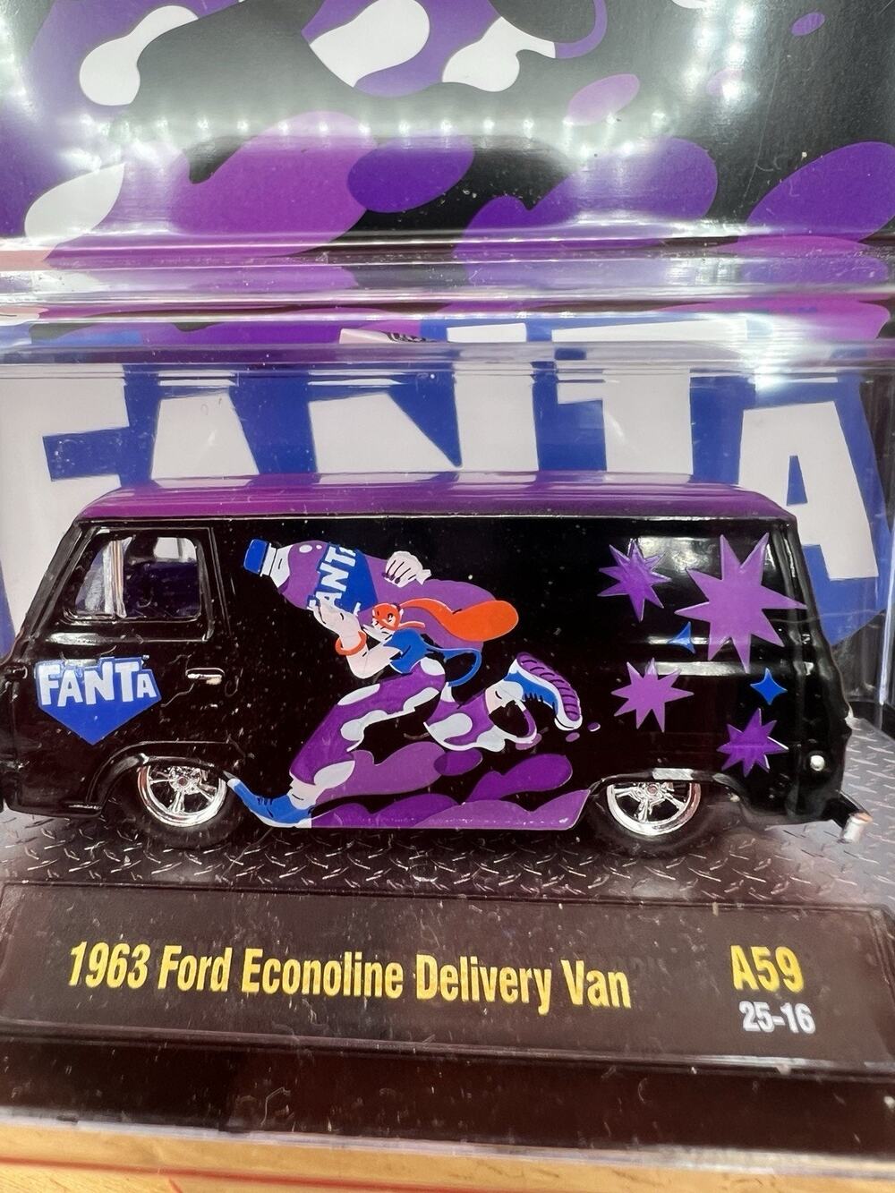 M2 Machines Coca-Cola Fanta 1963 Ford Econoline Delivery Van Purple & Black